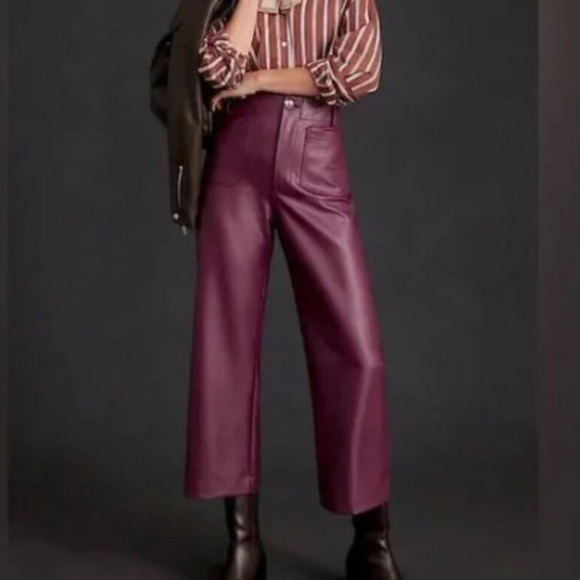 Maeve Pants - NWT MAEVE Anthropologie Colette Faux Leather Crop Wide Leg Pants in Violet | 16W
